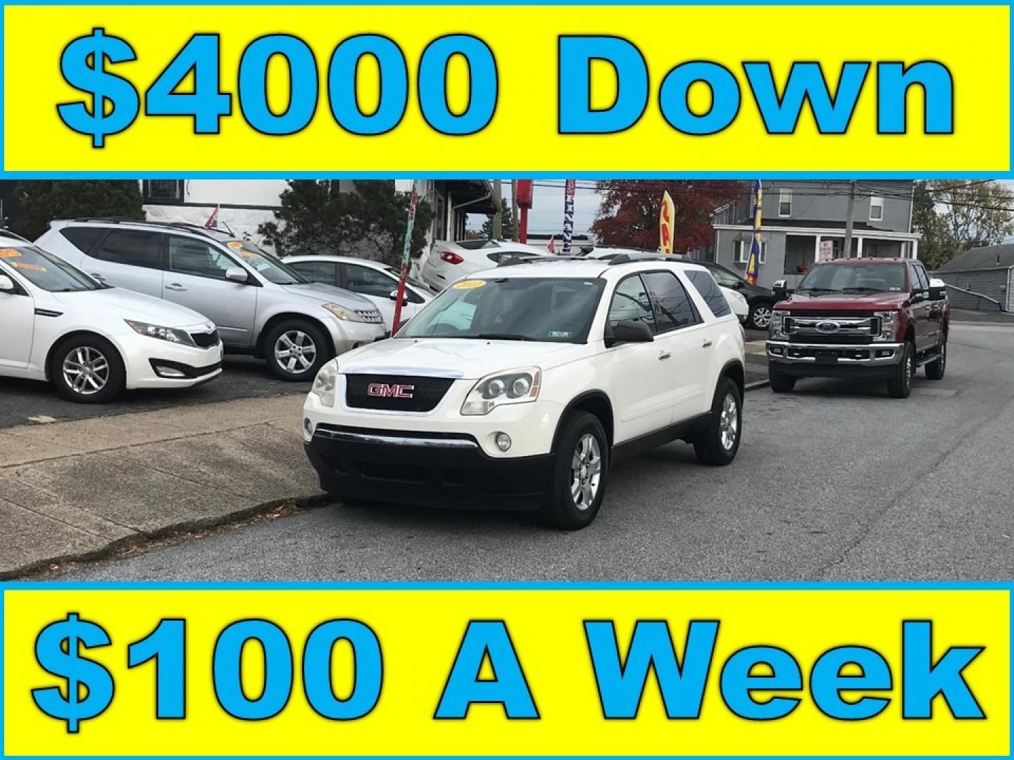 2011 White /Gray GMC Acadia SLE-2 AWD (1GKKVPEDXBJ) with an 3.6L V6 DOHC 24V engine, 6-Speed Automatic transmission, located at 577 Chester Pike, Prospect Park, PA, 19076, (610) 237-1015, 39.886154, -75.302338 - Photo#0