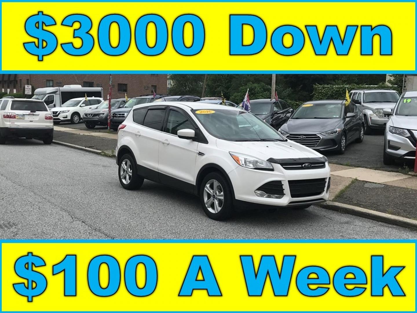 2016 White /Gray Ford Escape SE (1FMCU9GX9GU) with an 1.6 V4 engine, Automatic transmission, located at 577 Chester Pike, Prospect Park, PA, 19076, (610) 237-1015, 39.886154, -75.302338 - 2016 Ford Escape SE: Only 135k miles, 4x4, SUPER CLEAN, runs LIKE NEW! This vehicle comes inspected and has been given a bumper to bumper safety check. It is very clean, reliable, and well maintained. We offer a unique pay plan that is known for being the easiest and fastest financing option in t - Photo#0