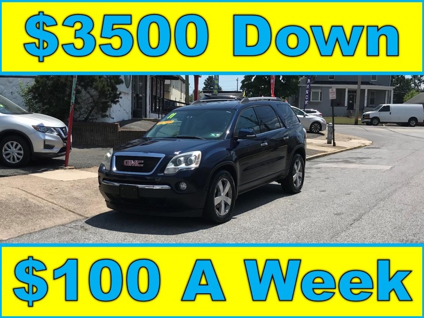 2011 Blue /Gray GMC Acadia SLT (1GKKVRED8BJ) with an 3.6 v6 engine, Automatic transmission, located at 577 Chester Pike, Prospect Park, PA, 19076, (610) 237-1015, 39.886154, -75.302338 - 2011 GMC Acadia SLT: Only 112k miles, 3rd row seating, AWD, SUPER CLEAN, runs LIKE NEW! This vehicle comes inspected and has been given a bumper to bumper safety check. It is very clean, reliable, and well maintained. We offer a unique pay plan that is known for being the easiest and fastest fina - Photo#0