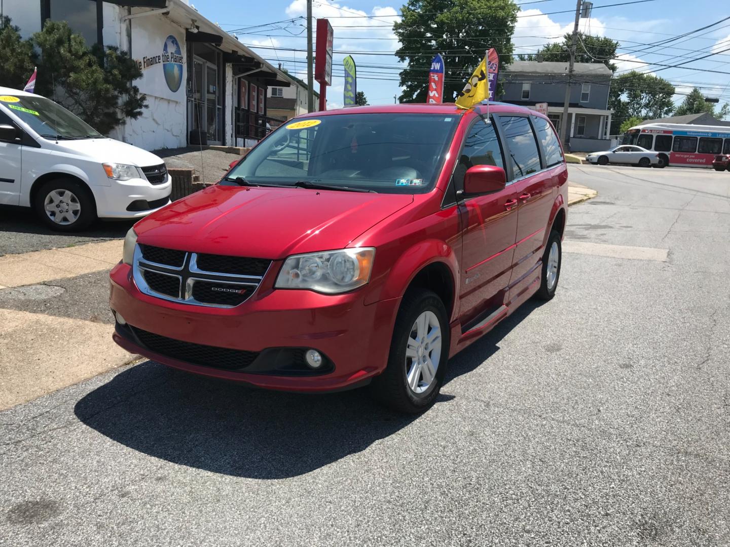 2012 Red /Black Dodge Grand Caravan Crew (2C4RDGDG0CR) with an 3.6 V6 engine, Automatic transmission, located at 577 Chester Pike, Prospect Park, PA, 19076, (610) 237-1015, 39.886154, -75.302338 - Photo#1