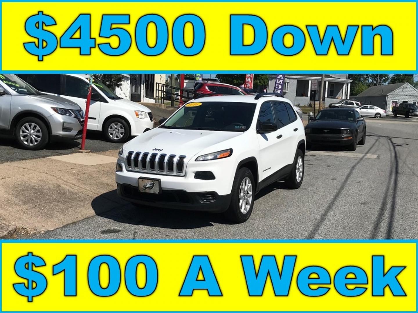 2016 White /Gray Jeep Cherokee Sport (1C4PJMAB1GW) with an 2.4 V4 engine, Automatic transmission, located at 577 Chester Pike, Prospect Park, PA, 19076, (610) 237-1015, 39.886154, -75.302338 - Photo#0