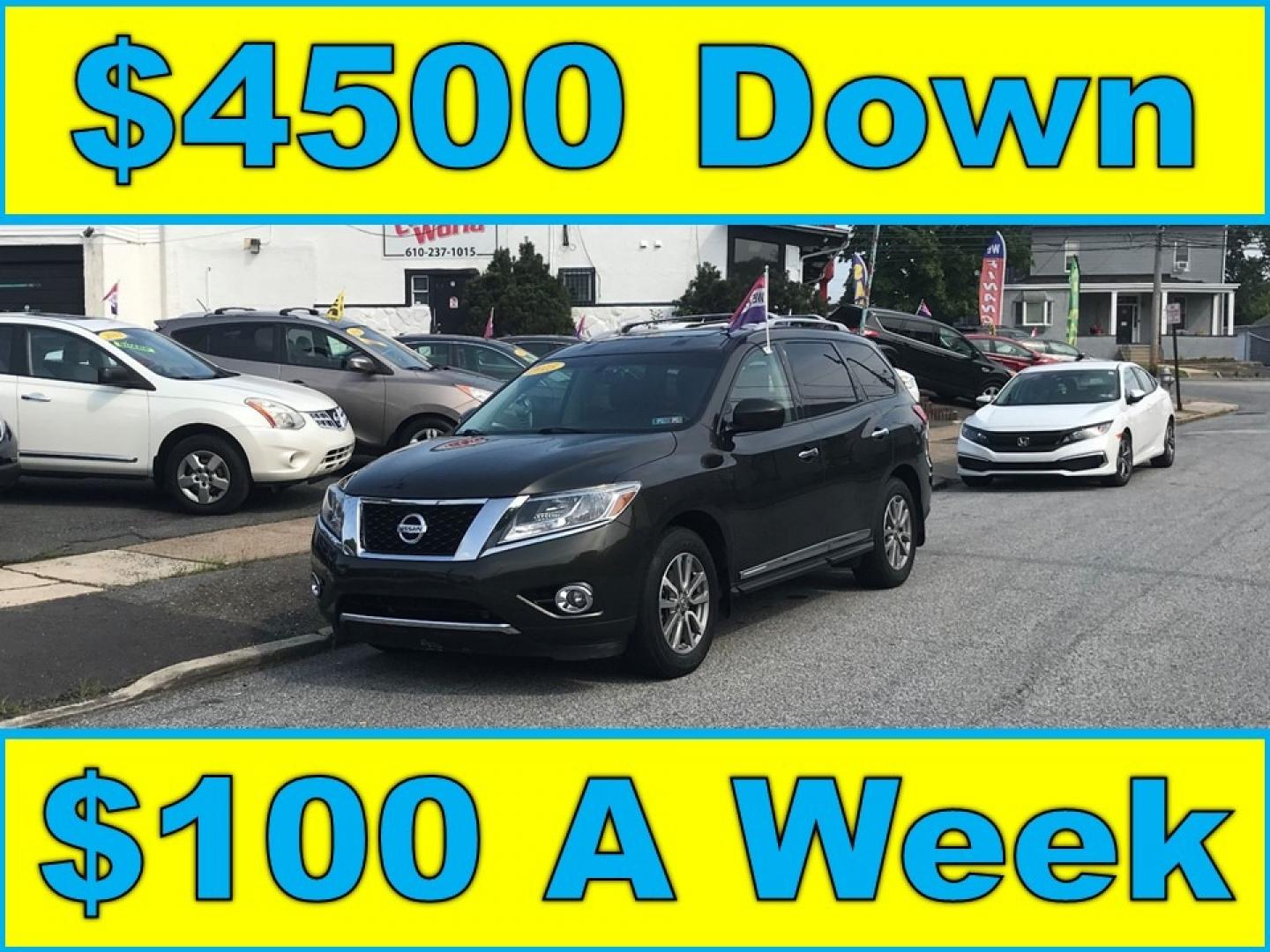 2015 Green /Black Nissan Pathfinder SL (5N1AR2MM2FC) with an 3.5 V6 engine, Automatic transmission, located at 577 Chester Pike, Prospect Park, PA, 19076, (610) 237-1015, 39.886154, -75.302338 - Photo#0