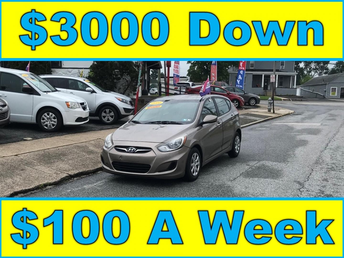 2014 Gold /Tan Hyundai Accent GS 5-Door (KMHCT5AE9EU) with an 1.6L L4 DOHC 16V engine, Automatic transmission, located at 577 Chester Pike, Prospect Park, PA, 19076, (610) 237-1015, 39.886154, -75.302338 - Photo#0