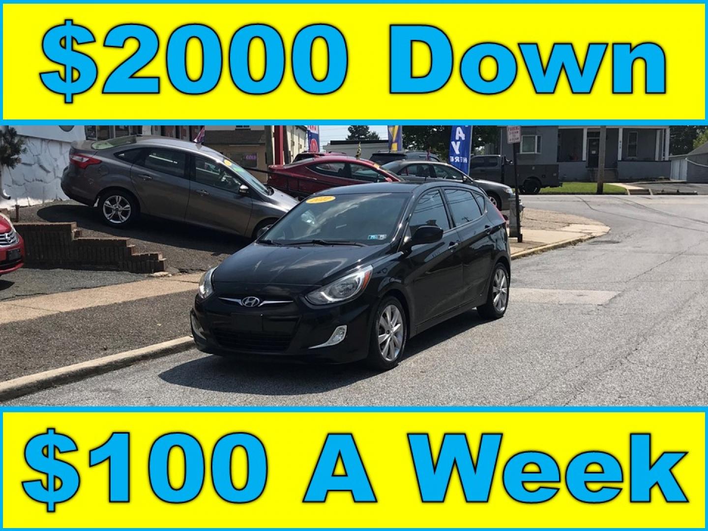 2012 Black /Gray Hyundai Accent GS 5-Door (KMHCU5AE5CU) with an 1.6L L4 DOHC 16V engine, Automatic transmission, located at 577 Chester Pike, Prospect Park, PA, 19076, (610) 237-1015, 39.886154, -75.302338 - 2012 Hyundai Accent Hatchback: Only 136k miles, great on gas, aux port, new PA inspection, RUNS LIKE NEW! This vehicle comes inspected and has been given a bumper to bumper safety check. It is very clean, reliable, and well maintained. We offer a unique pay plan that is known for being the easies - Photo#0