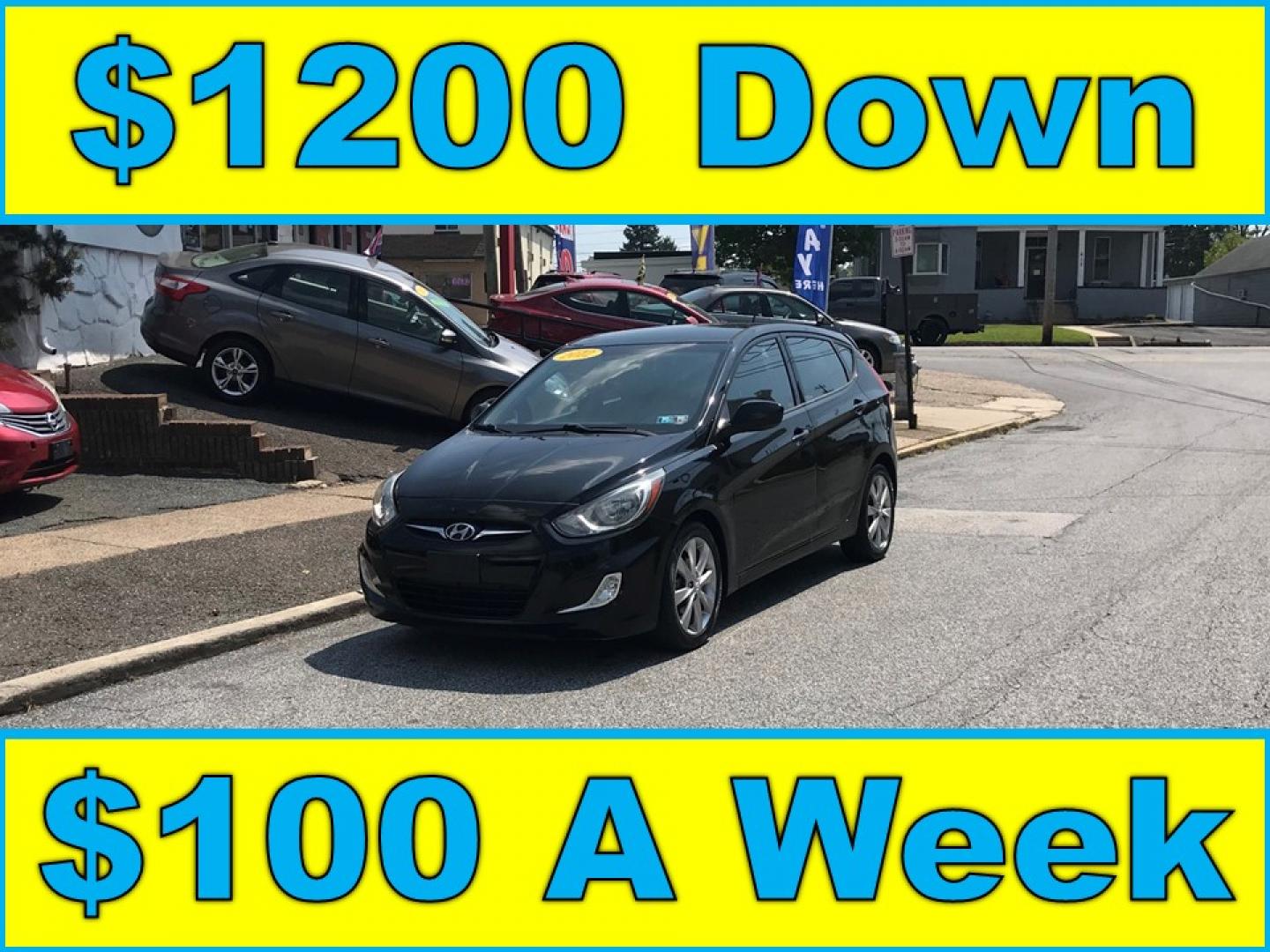 2012 Black /Gray Hyundai Accent GS 5-Door (KMHCU5AE5CU) with an 1.6L L4 DOHC 16V engine, Automatic transmission, located at 577 Chester Pike, Prospect Park, PA, 19076, (610) 237-1015, 39.886154, -75.302338 - Photo#0