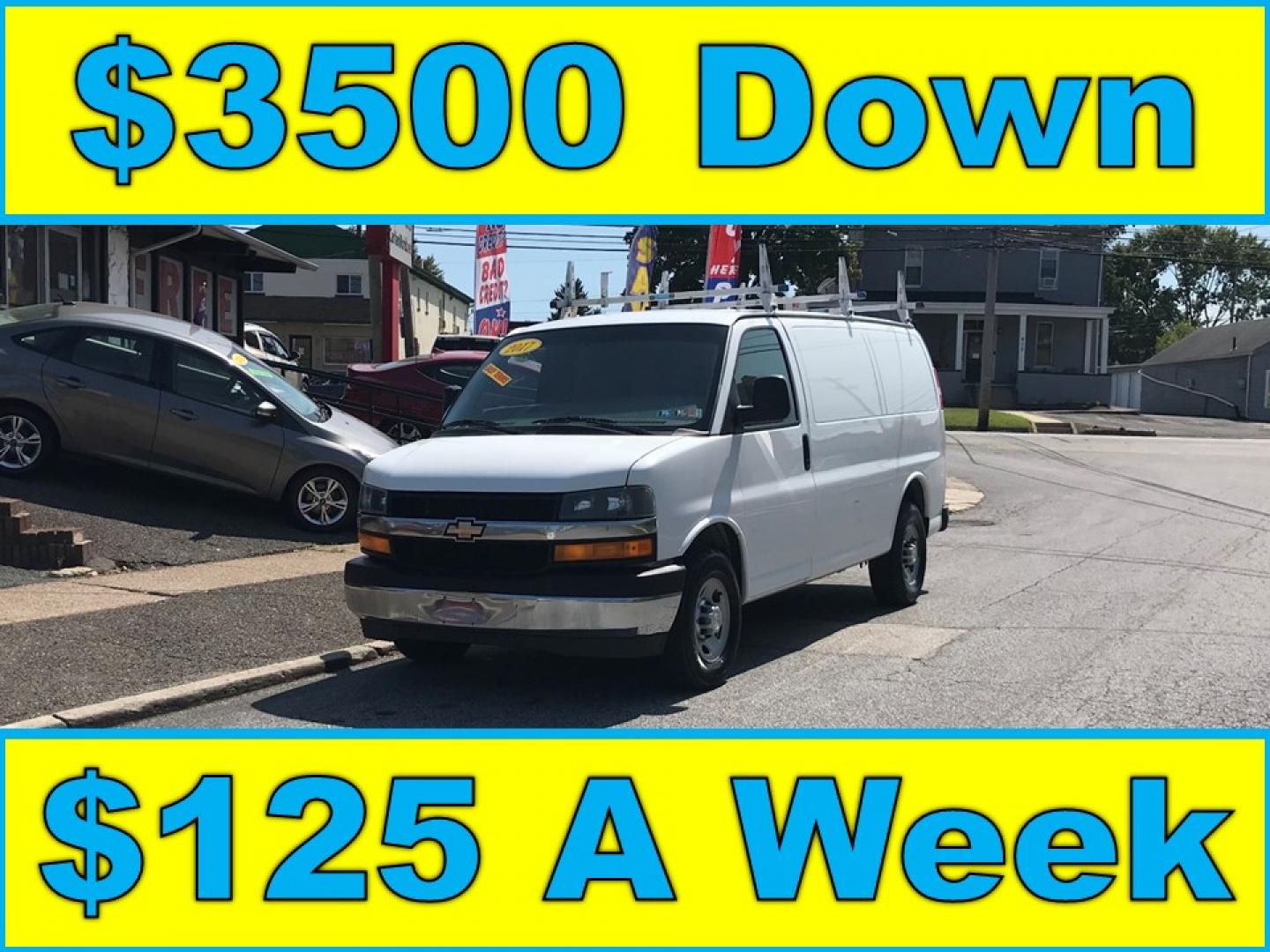 2017 White /Gray Chevrolet Express 2500 Cargo (1GCWGAFF8H1) with an 4.8L V8 FFV engine, 6A transmission, located at 577 Chester Pike, Prospect Park, PA, 19076, (610) 237-1015, 39.886154, -75.302338 - Photo#0