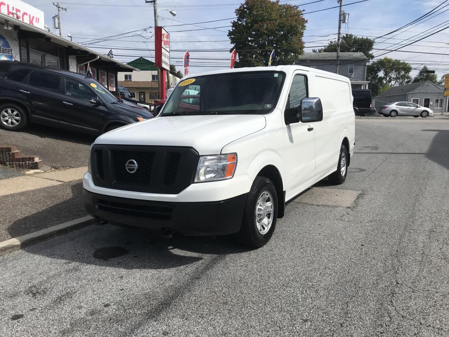 2015 White /Gray Nissan NV Cargo 3500 HD S High Roof (1N6AF0KY9FN) with an 5.6L V8 DOHC 32V engine, 5-Speed Automatic transmission, located at 577 Chester Pike, Prospect Park, PA, 19076, (610) 237-1015, 39.886154, -75.302338 - 2015 Nissan 2500 Cargo Van: Has multiple pieces of shelving, new PA inspection, heavy duty partition, FLEET MAINTAINED! This vehicle comes inspected and has been given a bumper to bumper safety check. It is very clean, reliable, and well maintained. We offer a unique pay plan that is known for be - Photo#1