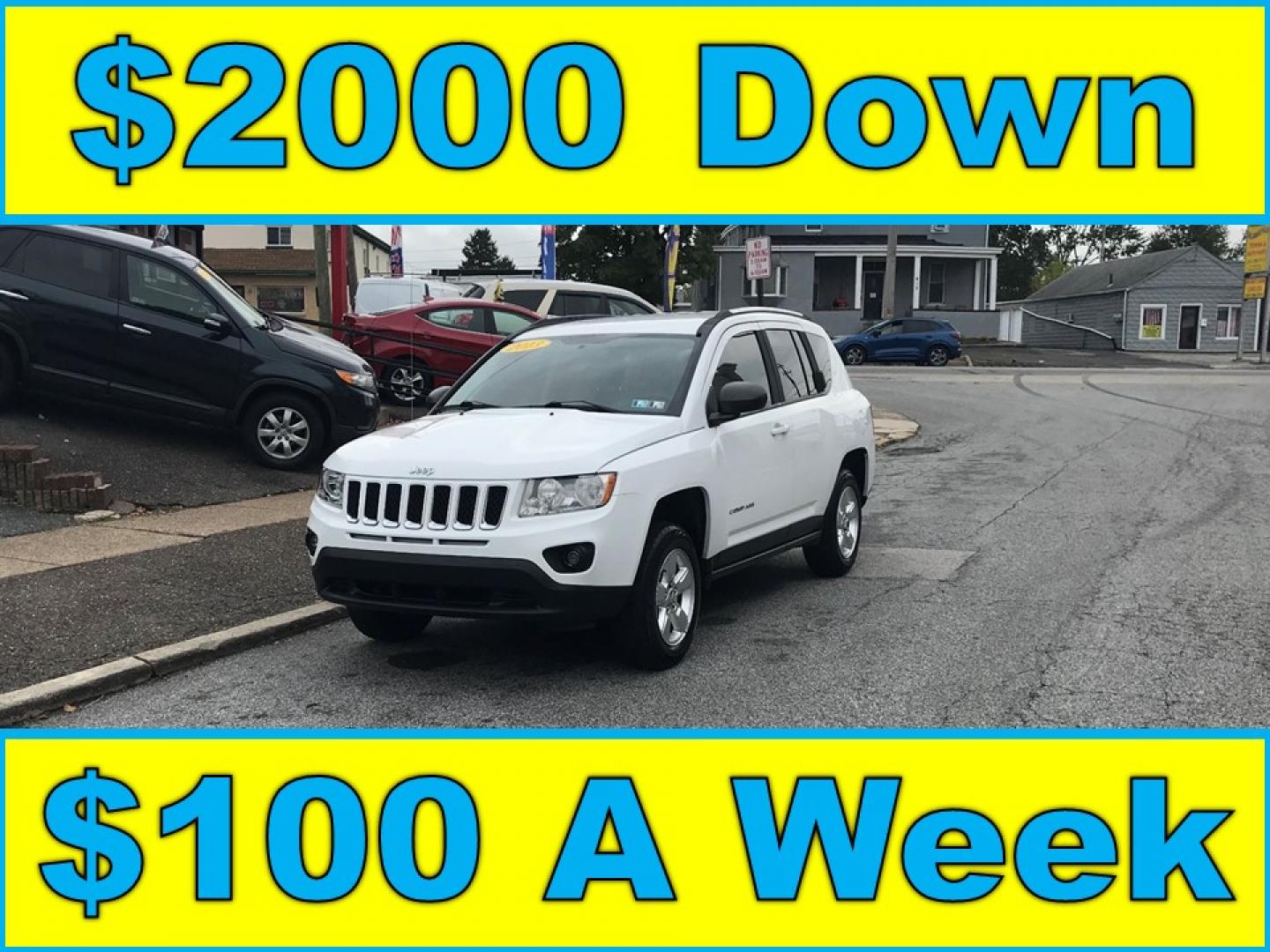 2013 White /Gray Jeep Compass Sport (1C4NJCBA4DD) with an 2.0L L4 DOHC 16V engine, Automatic transmission, located at 577 Chester Pike, Prospect Park, PA, 19076, (610) 237-1015, 39.886154, -75.302338 - Photo#0