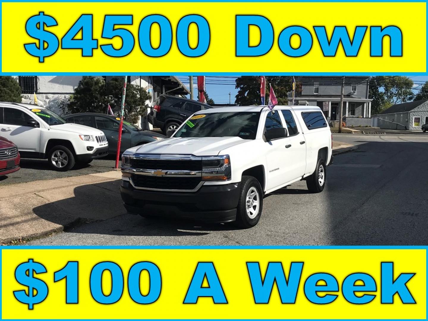 2018 White /Gray Chevrolet Silverado 1500 Work Truck Double Cab (1GCRCNEH6JZ) with an 4.3L V6 OHV 12V engine, 6A transmission, located at 577 Chester Pike, Prospect Park, PA, 19076, (610) 237-1015, 39.886154, -75.302338 - Photo#0