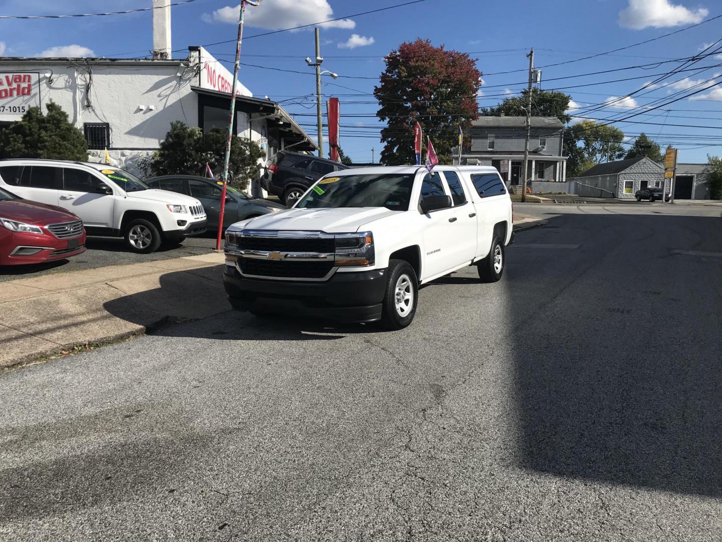 2018 White /Gray Chevrolet Silverado 1500 Work Truck Double Cab (1GCRCNEH6JZ) with an 4.3L V6 OHV 12V engine, 6A transmission, located at 577 Chester Pike, Prospect Park, PA, 19076, (610) 237-1015, 39.886154, -75.302338 - Photo#2