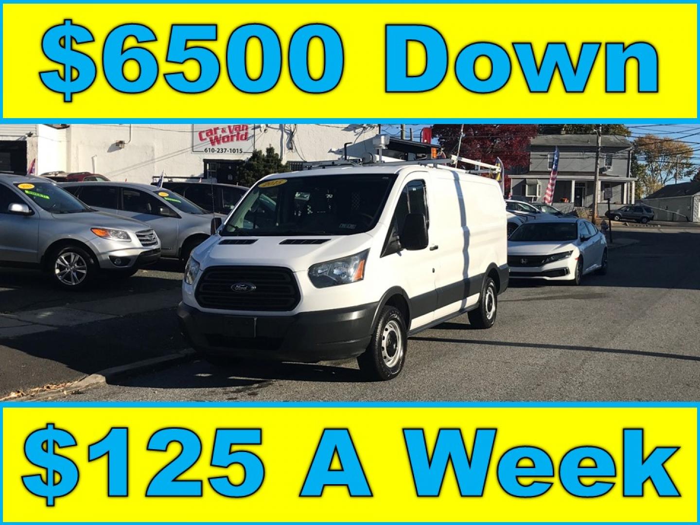 2015 White /Gray Ford Transit 150 Van Med. Roof w/Sliding Pass. 130-in. WB (1FTNE1YMXFK) with an 3.7L V6 DOHC 24V engine, 6-Speed Automatic transmission, located at 577 Chester Pike, Prospect Park, PA, 19076, (610) 237-1015, 39.886154, -75.302338 - Photo#0