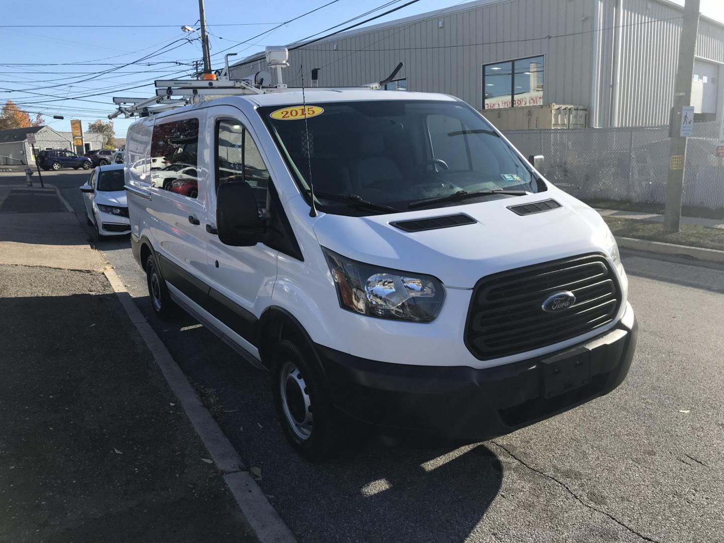 2015 White /Gray Ford Transit 150 Van Med. Roof w/Sliding Pass. 130-in. WB (1FTNE1YMXFK) with an 3.7L V6 DOHC 24V engine, 6-Speed Automatic transmission, located at 577 Chester Pike, Prospect Park, PA, 19076, (610) 237-1015, 39.886154, -75.302338 - Photo#1