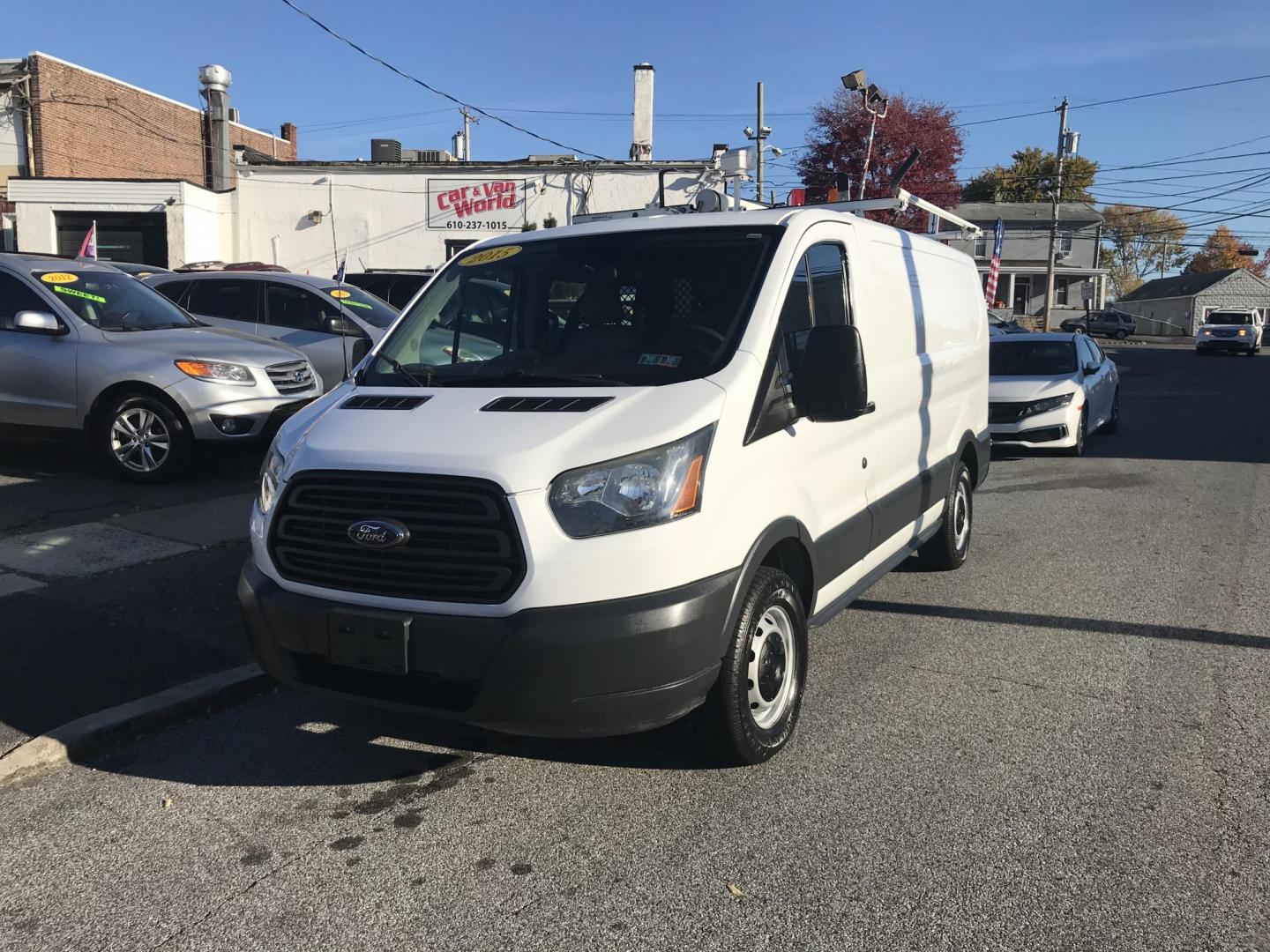 2015 White /Gray Ford Transit 150 Van Med. Roof w/Sliding Pass. 130-in. WB (1FTNE1YMXFK) with an 3.7L V6 DOHC 24V engine, 6-Speed Automatic transmission, located at 577 Chester Pike, Prospect Park, PA, 19076, (610) 237-1015, 39.886154, -75.302338 - Photo#2