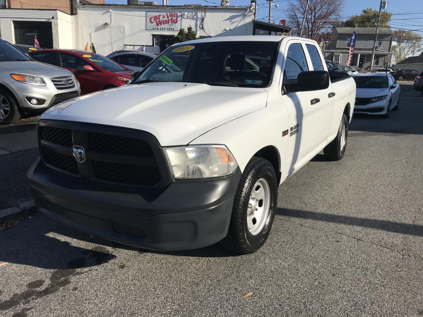 2015 White /Gray RAM 1500 Tradesman Quad Cab (1C6RR6FT4FS) with an 5.7L V8 OHV 16V engine, 6-Speed Automatic transmission, located at 577 Chester Pike, Prospect Park, PA, 19076, (610) 237-1015, 39.886154, -75.302338 - Photo#2