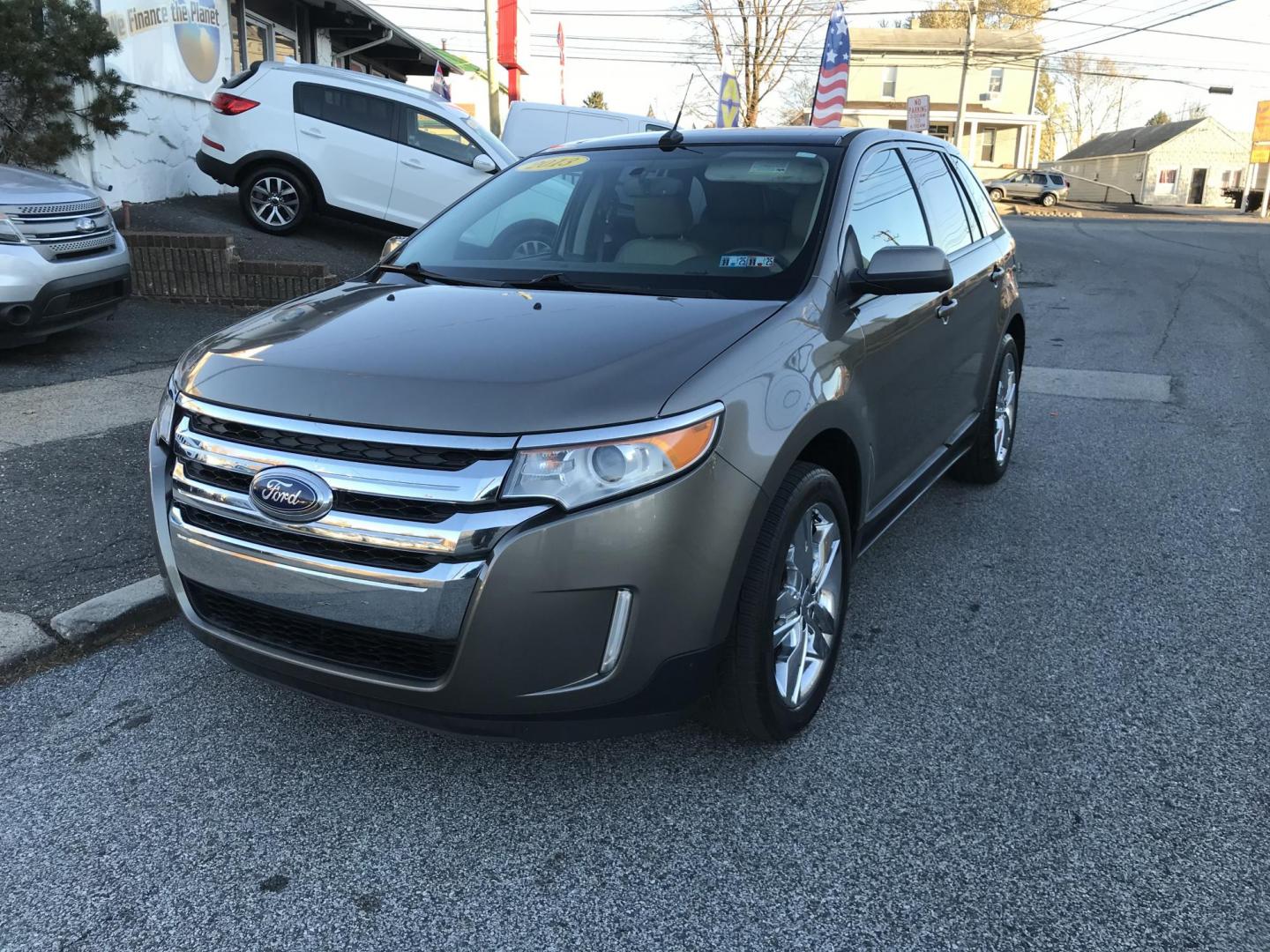 2013 Gray /Gray Ford Edge SEL FWD (2FMDK3J95DB) with an 2.0L L4 DOHC 16V engine, 6-Speed Automatic transmission, located at 577 Chester Pike, Prospect Park, PA, 19076, (610) 237-1015, 39.886154, -75.302338 - Photo#1