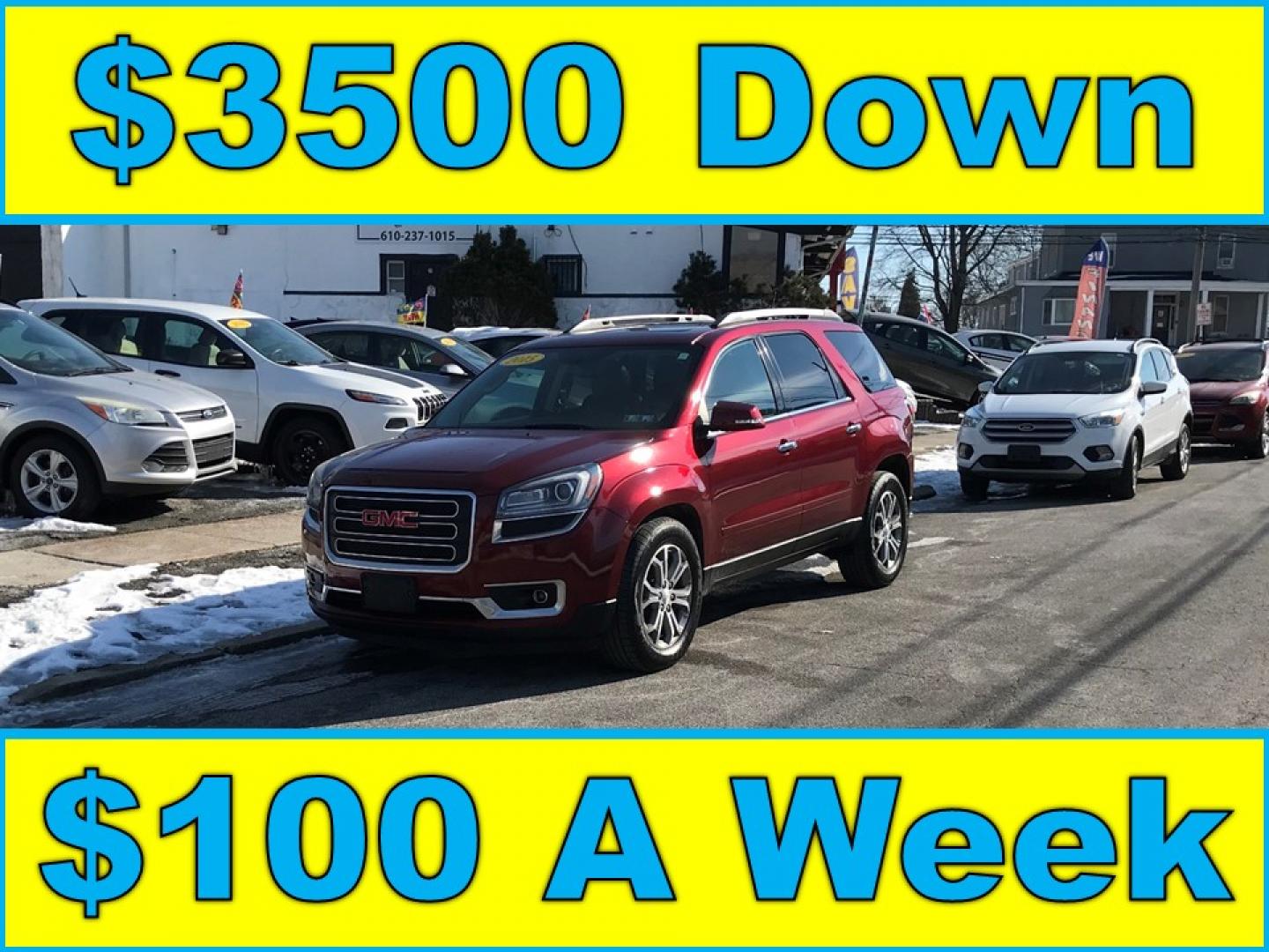 2015 Red /Gray GMC Acadia SLT-1 AWD (1GKKVRKD6FJ) with an 3.6L V6 DOHC 24V engine, 6-Speed Automatic transmission, located at 577 Chester Pike, Prospect Park, PA, 19076, (610) 237-1015, 39.886154, -75.302338 - 2015 GMC Acadia SLT: AWD, 2 sunroofs, backup camera, 3rd row seating, new PA inspection, runs LIKE NEW! This vehicle comes inspected and has been given a bumper to bumper safety check. It is very clean, reliable, and well maintained. We offer a unique pay plan that is known for being the easiest - Photo#0