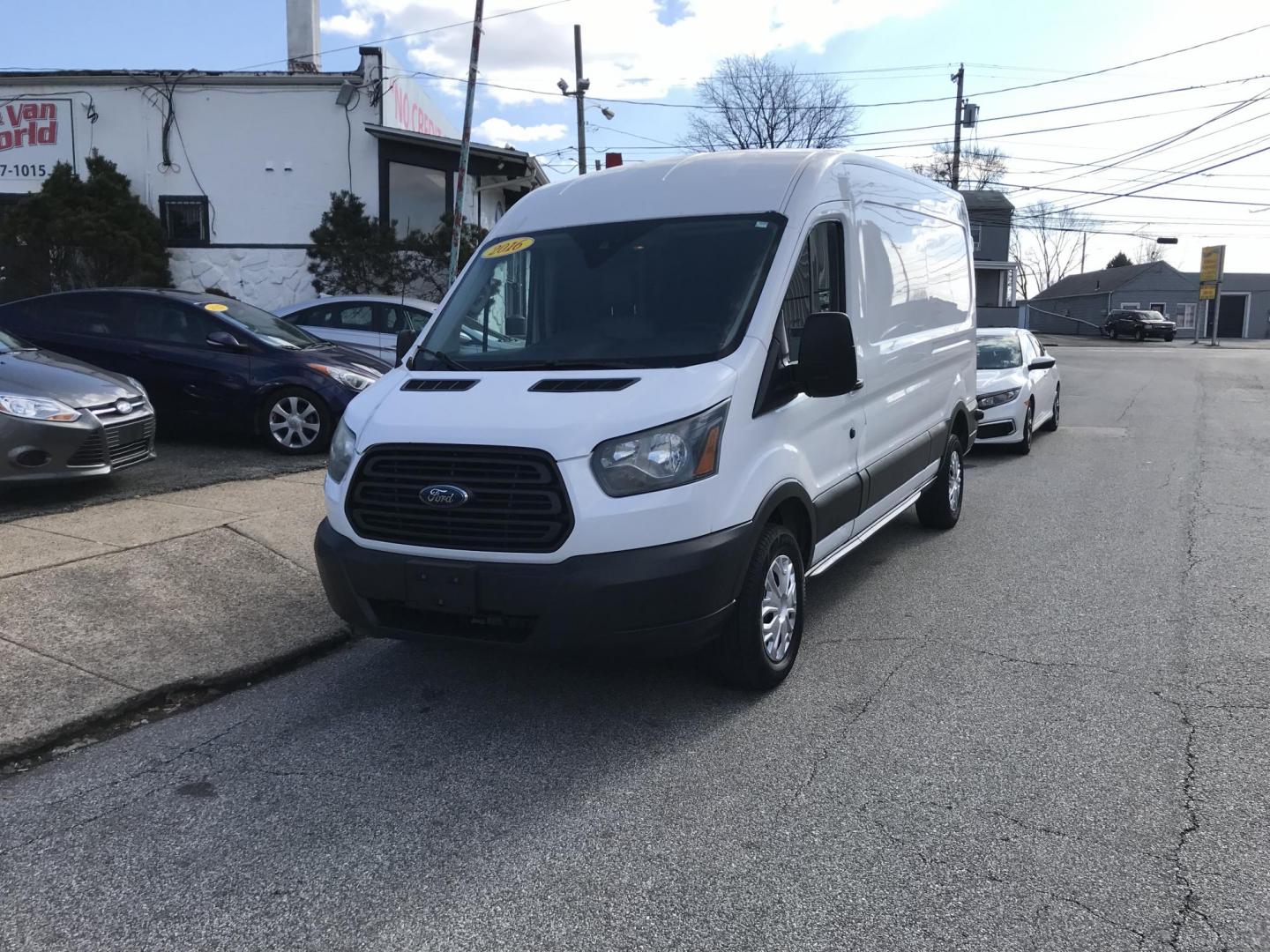 2016 White /Gray Ford Transit 250 Van Med. Roof w/Sliding Pass. 148-in. WB (1FTYR2CM9GK) with an 3.7L V6 DOHC 24V engine, 6-Speed Automatic transmission, located at 577 Chester Pike, Prospect Park, PA, 19076, (610) 237-1015, 39.886154, -75.302338 - 2019 Ford Transit 250 Medium Roof: Runs strong, has backup camera. Has check engine light on for catalytic converter. Needs inspection. Sold as-is. - Photo#0