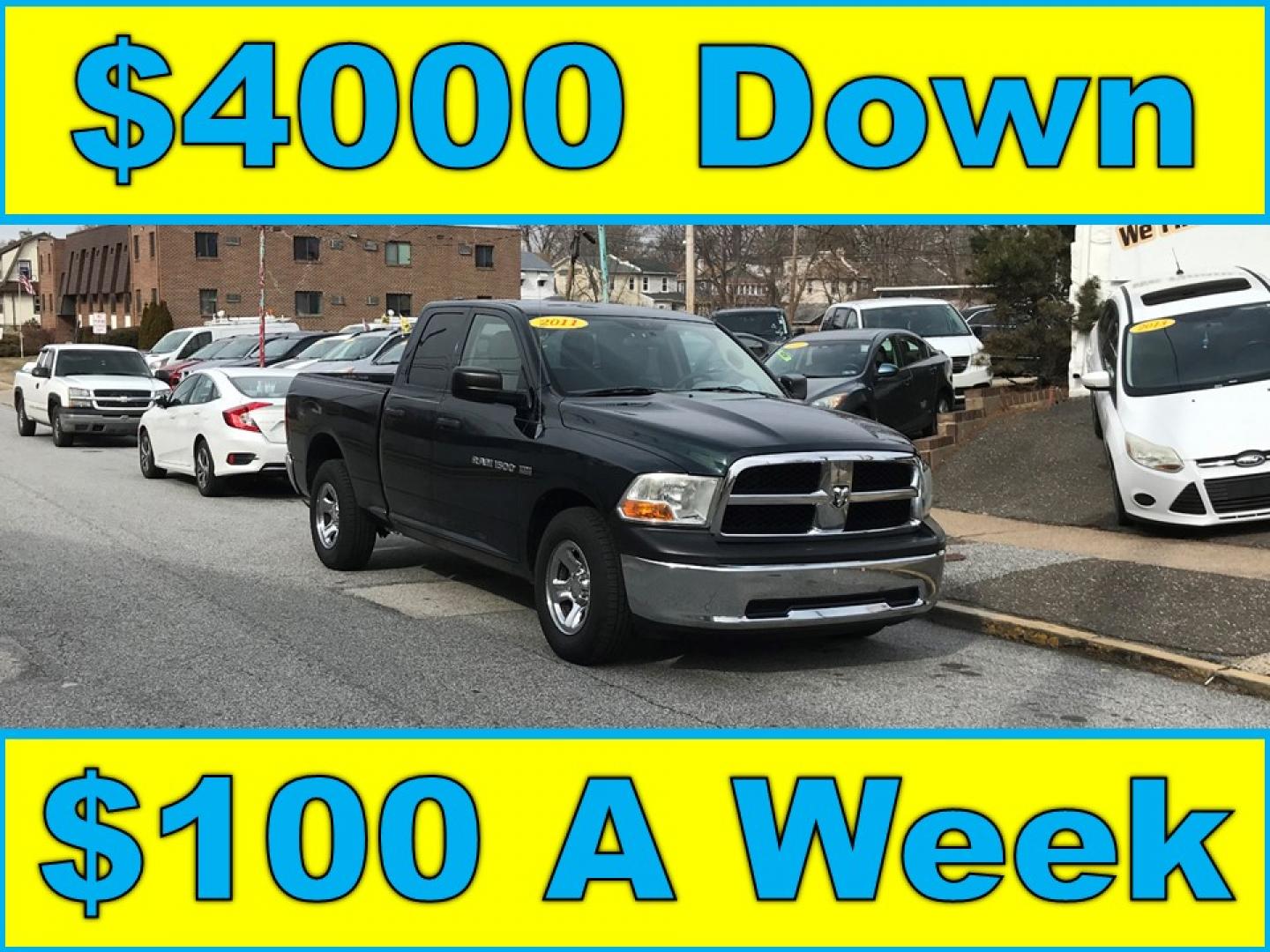 2011 Green /Gray Dodge Ram 1500 SLT Quad Cab (1D7RB1GT1BS) with an 5.7L V8 OHV 16V engine, 5-Speed Automatic transmission, located at 577 Chester Pike, Prospect Park, PA, 19076, (610) 237-1015, 39.886154, -75.302338 - 2011 Dodge Ram 1500: Only 129k miles, 5.7 Liter HEMI engine, trailer hitch, new PA inspection, runs LIKE NEW! This vehicle comes inspected and has been given a bumper to bumper safety check. It is very clean, reliable, and well maintained. We offer a unique pay plan that is known for being the ea - Photo#0